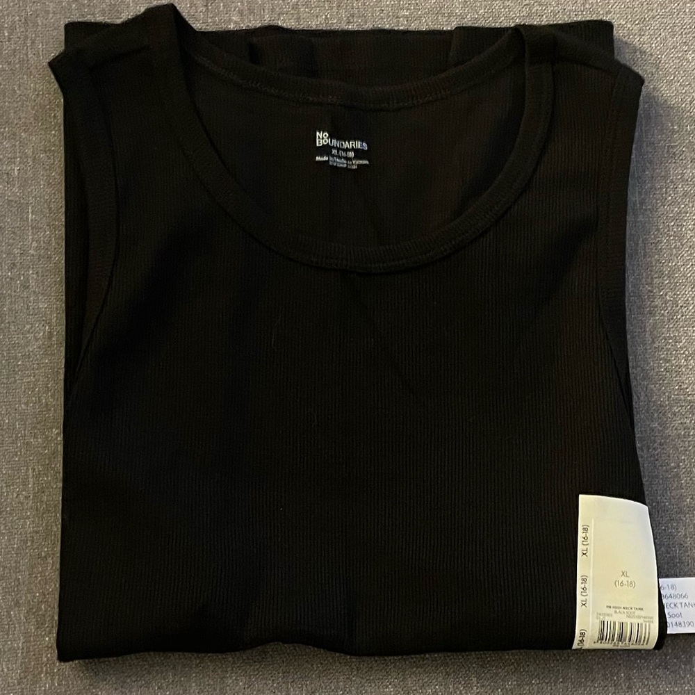 NWT “No Boundaries” Sleeveless Top Size XL 58% Cotton 38% Polyester 4% Spandex
